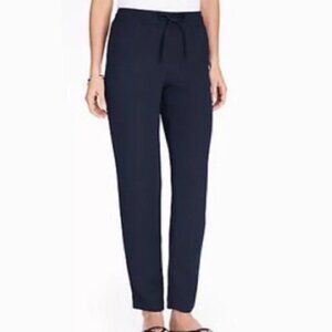 TALBOTS Navy Blue Drawstring Pull On Cotton Tapered Leg Sweatpants Joggers Pants